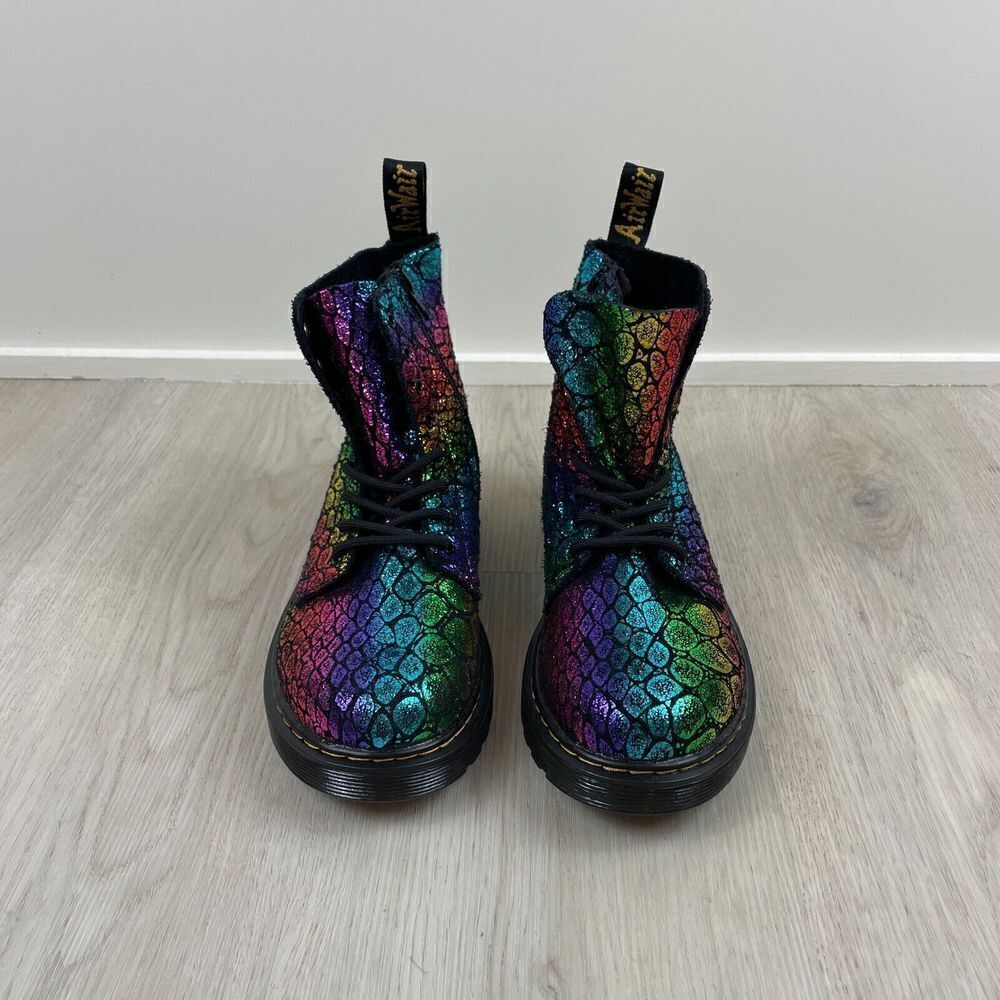 Dr. Martens 1460‎ Pascal Boot Womens 5 Rainbow Crocodile Metallic - Picture 2 of 7